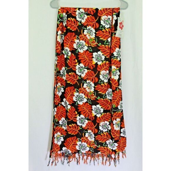 Tina's Creation Short Sarong Hibiscus Collection Hawaii Fringe Swim Coverup - Picture 4 of 5